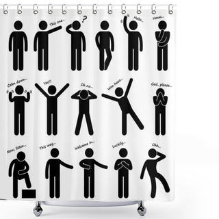 Personality  Man Person Basic Body Language Posture Stick Figure Pictogram Icon Shower Curtains