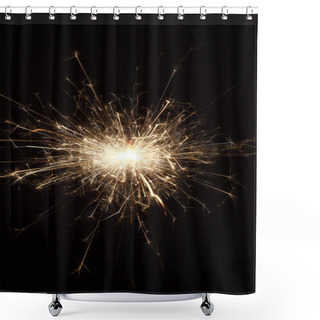 Personality  Burning Sparkler On Black Background Shower Curtains