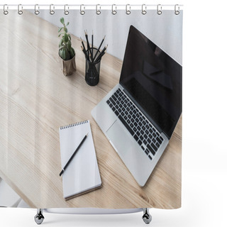 Personality  Workplace With Laptop Computer Shower Curtains