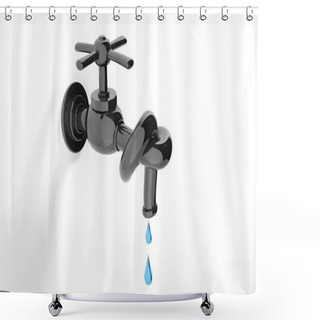 Personality  3D Leaky Water Tap Tied Knot, Isolated On White Background. Shower Curtains