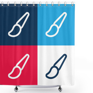 Personality  Art Paint Brush Outline Blue And Red Four Color Minimal Icon Set Shower Curtains