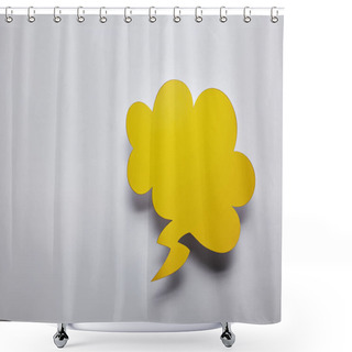 Personality  Top View Of Empty Yellow Thought Bubble On Grey Background Shower Curtains