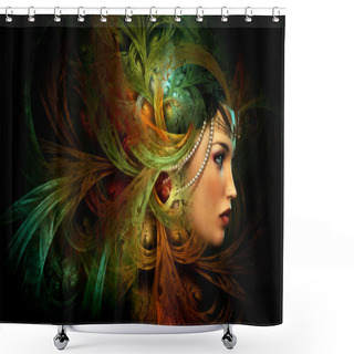 Personality  Lady With An Elegant Headdress, CG Shower Curtains