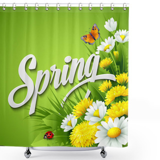Personality  Fresh Spring Background With  Dandelions And Daisies Shower Curtains
