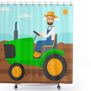 Personality  Farmer Driving Tractor. Shower Curtains