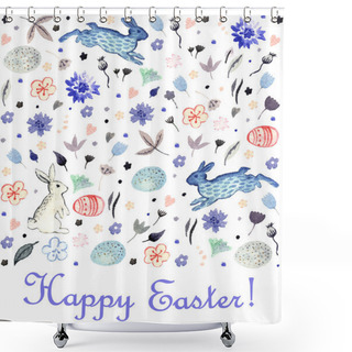 Personality  Happy Easter Holiday Floral Pattern Shower Curtains