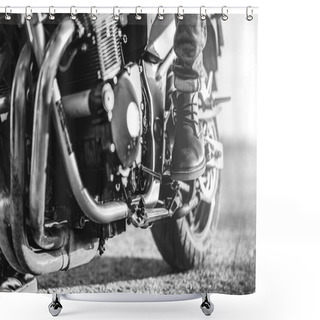 Personality  Man Sitting On Motorcycle Shower Curtains