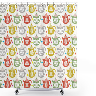 Personality  Teapot Seamless Pattern Shower Curtains