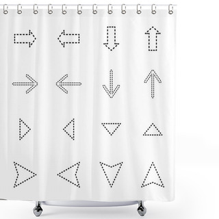 Personality  Black Dotted Line Arrows In Different Directions Isolated On White Shower Curtains