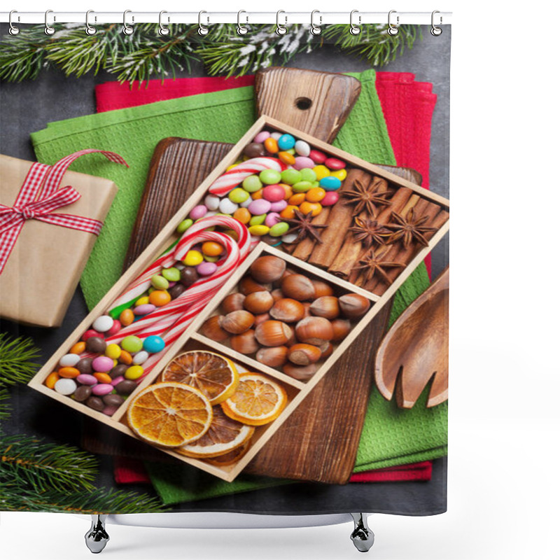 Personality  Christmas Food Decor And Cooking Utensils Shower Curtains