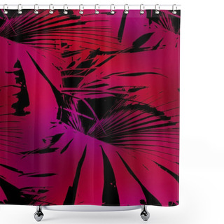 Personality  Miami Night Tropical Black Foliage On Sunset Blur Shower Curtains