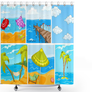 Personality  Vector Cartoon Set Of Summer Backgrounds. Shower Curtains