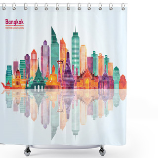 Personality  Bangkok City Detailed Skyline Shower Curtains