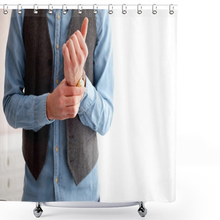 Personality  Stylish Man Wears Watches. Shower Curtains