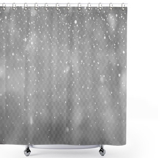 Personality  Realistic Falling Snow With Snowflakes And Clouds. Winter Transparent Background For Christmas Or New Year Card. Frost Storm Effect, Snowfall, Ice. Vector Illustration. Shower Curtains