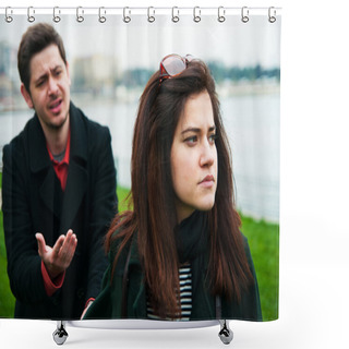 Personality  Young Couple Facing Relationship Difficulties Shower Curtains