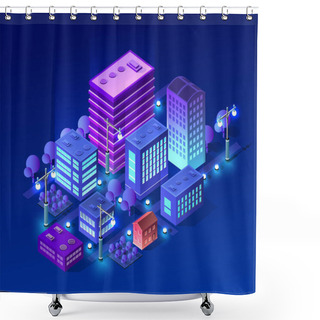 Personality  Isometric Ultra City Concept Shower Curtains