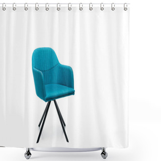 Personality  Comfortable Blue Modern Armchair Isolated On White Shower Curtains