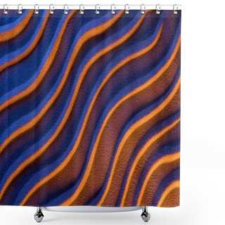Personality  Top View Of Textured Sand With Smooth Waves And Neon Color Filter Shower Curtains