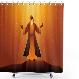 Personality  Biblical Illustration Series, Abraham, And He Brought Him Outside And Said, Look Toward Heaven, And Number The Stars, If You Are Able To Number Them. Then He Said To Him, So Shall Your Offspring Be Shower Curtains