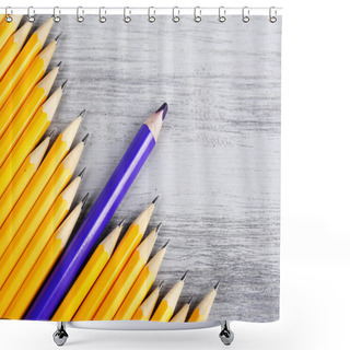 Personality  Celebratory Pencil Among Usual Pencils, On Color Background Shower Curtains
