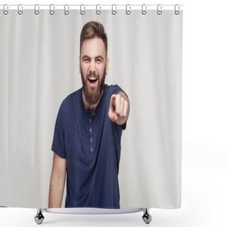 Personality  Man Pointing Finger  Shower Curtains