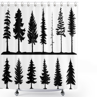 Personality  Conifer Tree Silhouettes Shower Curtains