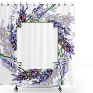 Personality  Beautiful Purple Lavender Flowers Isolated On White. Watercolor Background Illustration. Watercolour Drawing Fashion Aquarelle. Frame Border Ornament. Shower Curtains