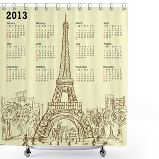 Personality  Eifel Tower Calendar 2013 Shower Curtains