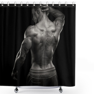 Personality  Handsome Power Athletic Man Turned Back Shower Curtains