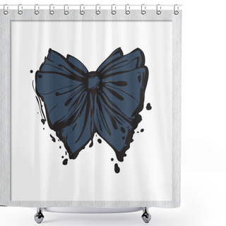 Personality  Ocean Fashion Sketch: Navy Bow Shower Curtains