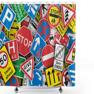 Personality  Many British Traffic Signs Shower Curtains