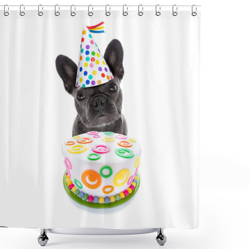 Personality  Happy Birthday Dog And Cake  Shower Curtains