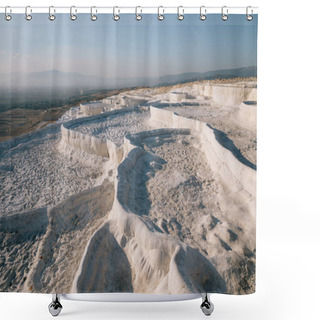 Personality  Beautiful Natural View Of Famous White Rocks In Pamukkale, Turkey  Shower Curtains
