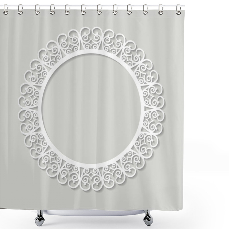 Personality  Filigree frame paper cut out. Baroque vintage design. shower curtains