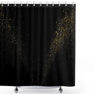 Personality  Gold Glitter Texture On A Black Background. Holiday Background. Golden Explosion Of Confetti. Golden Grainy Abstract  Texture On A Black  Background. Design Element. Vector Illustration,eps 10. Shower Curtains