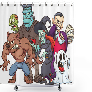 Personality  Halloween Monsters Shower Curtains