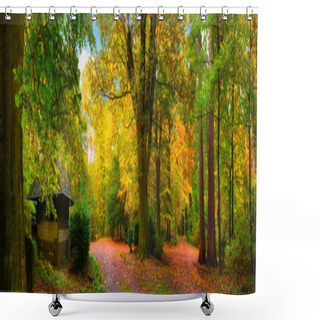 Personality  Colorful And Tranquil Autumn Scenery Shower Curtains
