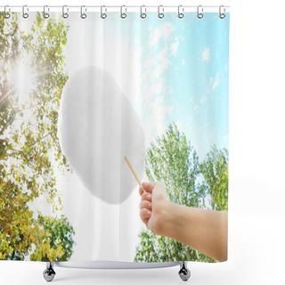 Personality  Female Hand Holding Cotton Candy Shower Curtains