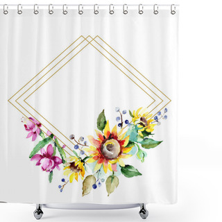 Personality  Beautiful Watercolor Flowers On White Background. Watercolour Drawing Aquarelle. Isolated Bouquet Of Flowers Illustration Element. Frame Border Ornament. Shower Curtains