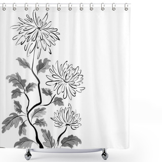 Personality  Chinese Chrysanthemum. Ink Painting Shower Curtains
