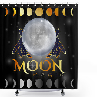 Personality  Moon Magic Womans Hands On A Third Eye Reading Crystal Ball Shower Curtains