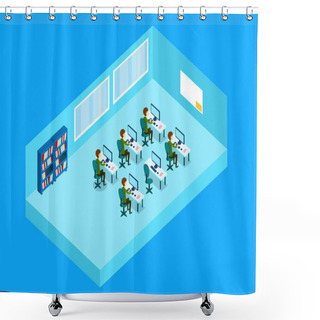 Personality  Business People Group Working At Computer Office Shower Curtains
