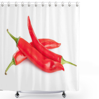 Personality  Red Chili Or Chilli Cayenne Pepper Isolated On White Background Shower Curtains