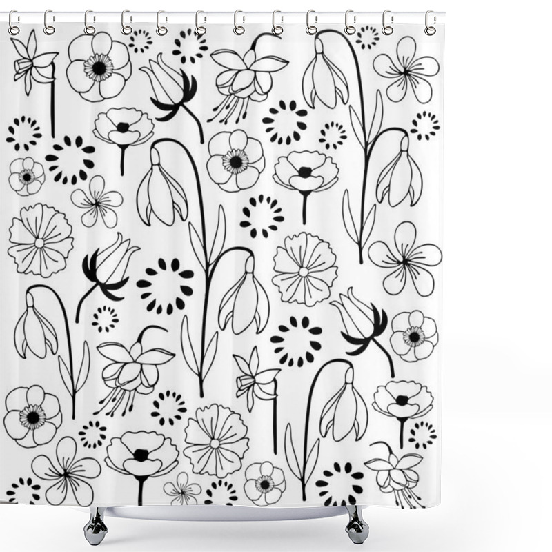 Personality  Leaf And Flower Set 4 Pastel Color Shower Curtains