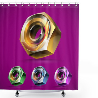 Personality  Metal Nuts Icons,  Vector Illustration  Shower Curtains