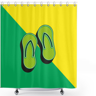Personality  Beach Slippers Green And Yellow Modern 3d Vector Icon Logo Shower Curtains