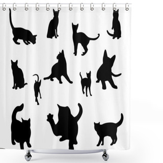 Personality  Cat Silhouettes Set. Shower Curtains
