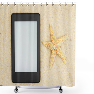 Personality  A Blank E-reader On The Beach For Your Summer Reading That You Can Use As A Mock Up For Your Message Shower Curtains