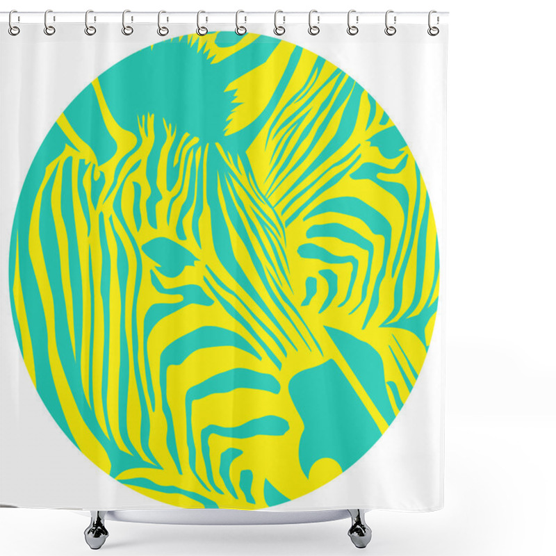 Personality  Animal Illustration Of Vector Zebra Silhouette. Label With The H Shower Curtains